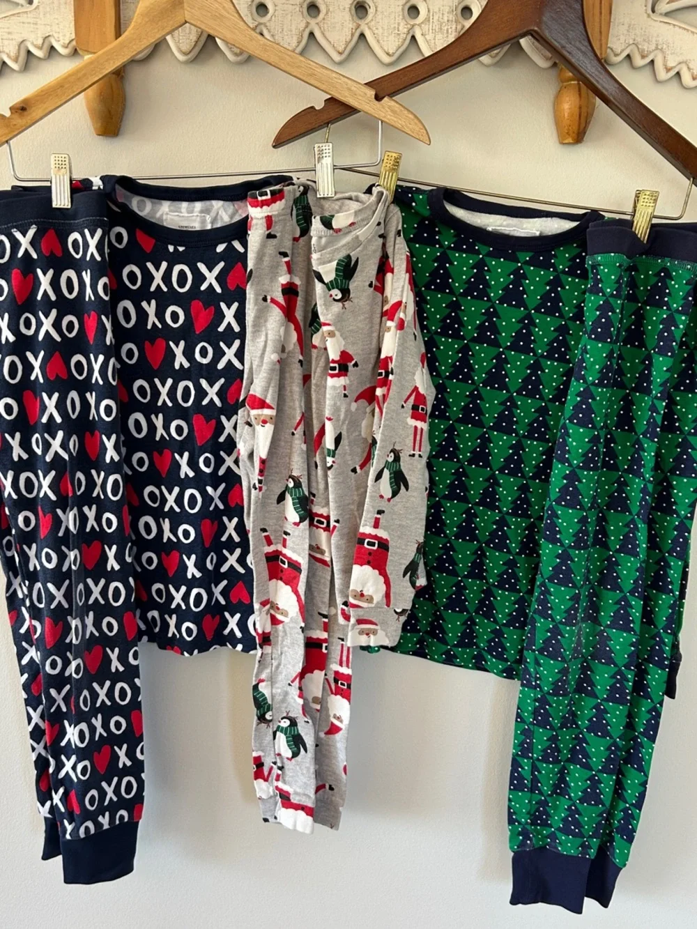 Bundle of 2 Crewcuts & 1 Carters Holiday Kids Pajama Sets- 100% Cotton